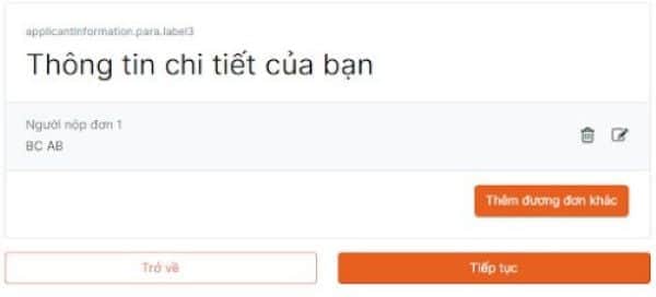 Đặt lịch hẹn cho đương đơn khác (nếu có)