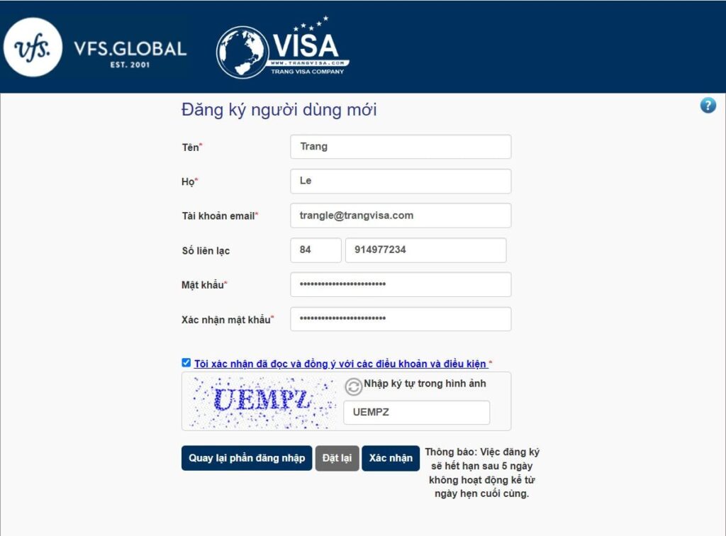 Đăng ký tài khoản VFS