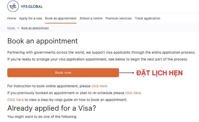 Đặt lịch hẹn visa Đức tại VFS Global