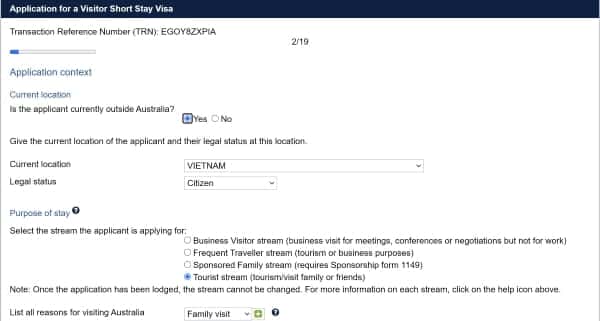 Điền đơn xin visa gia hạn visa Úc online