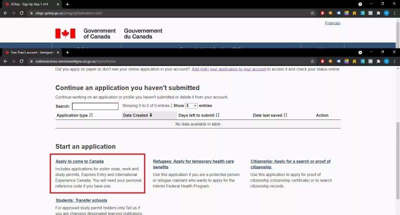 Nộp đơn xin visa Canada online