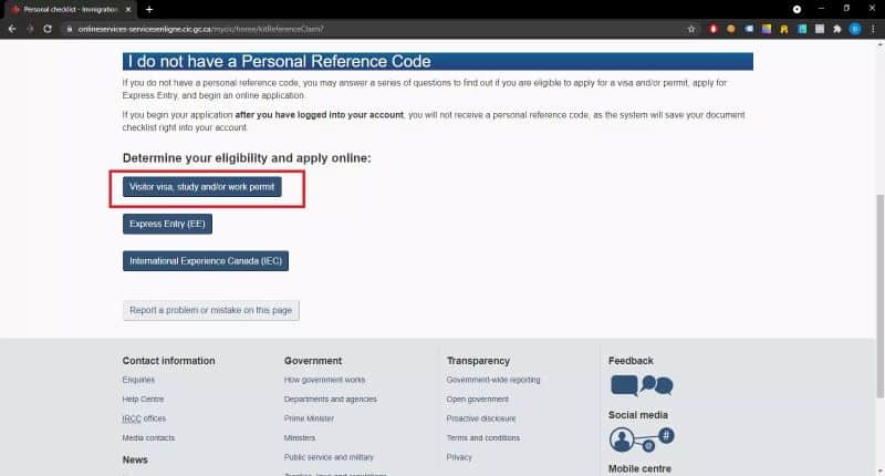 Upload hồ sơ visa Canada online